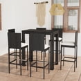 thumbnail image 1 of vidaXL 7 Piece Outdoor Bar Set with Cushions Poly Rattan Black, 1 of 5