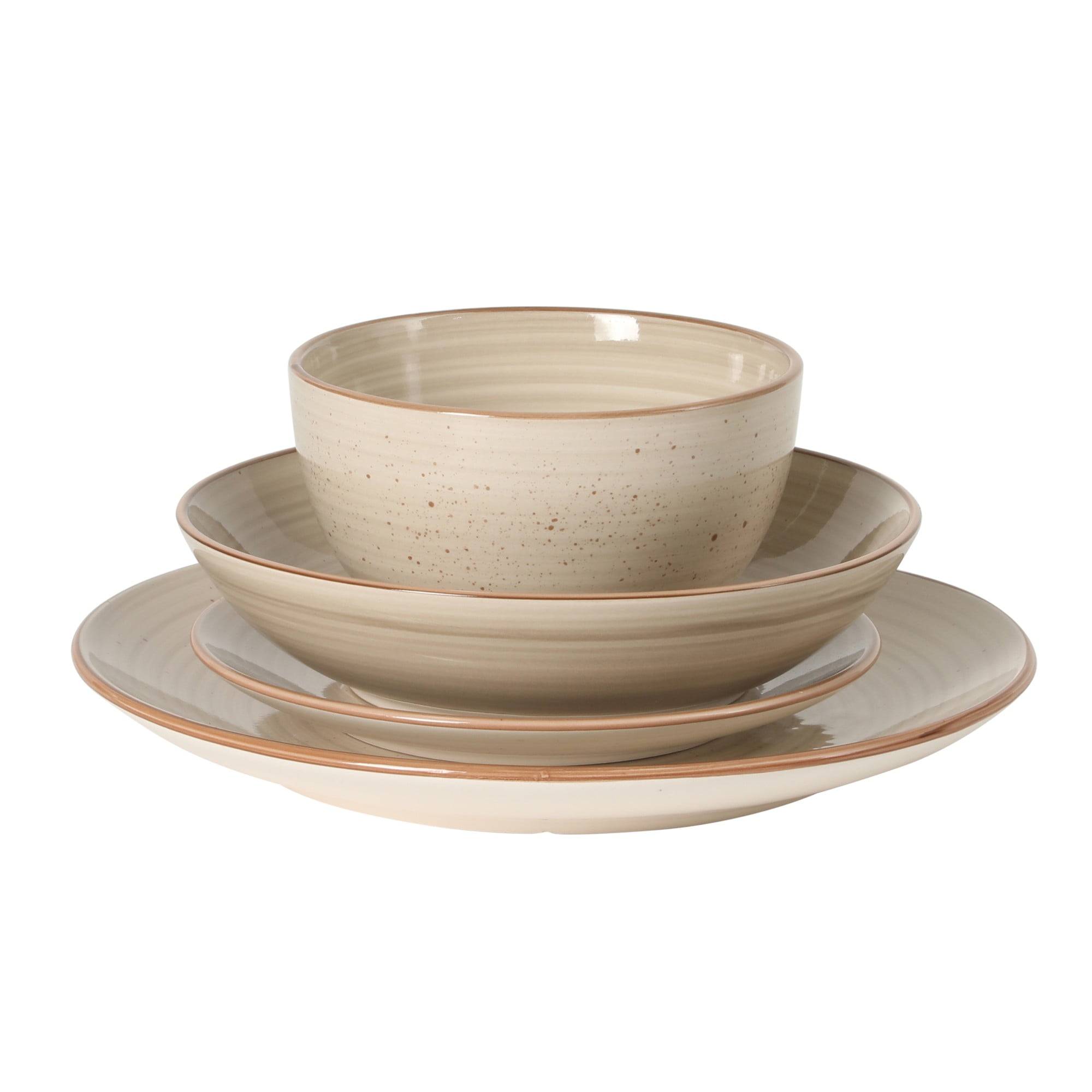 Gibson Home Stonebury 16 Piece Plates and Bowls Assorted Color Dishes - Handpainted Stoneware Dinnerware Set - Service for 4