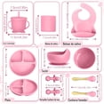 thumbnail image 3 of Platos de Silicona para Bebé Antivuelco Set de 10 Piezas Rosa para Niño/Niña, 3 of 7