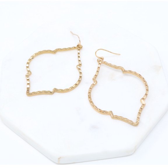 Quatrefoil Gold Brass Statement Earring