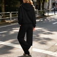 thumbnail image 5 of vdgthytj Womens Sweatsuits 2 Piece Set Full Zip Drawstring Hooded Jackets Wide Leg Pants Fall Winter Athleisure Tracksuits(Medium,Black), 5 of 7