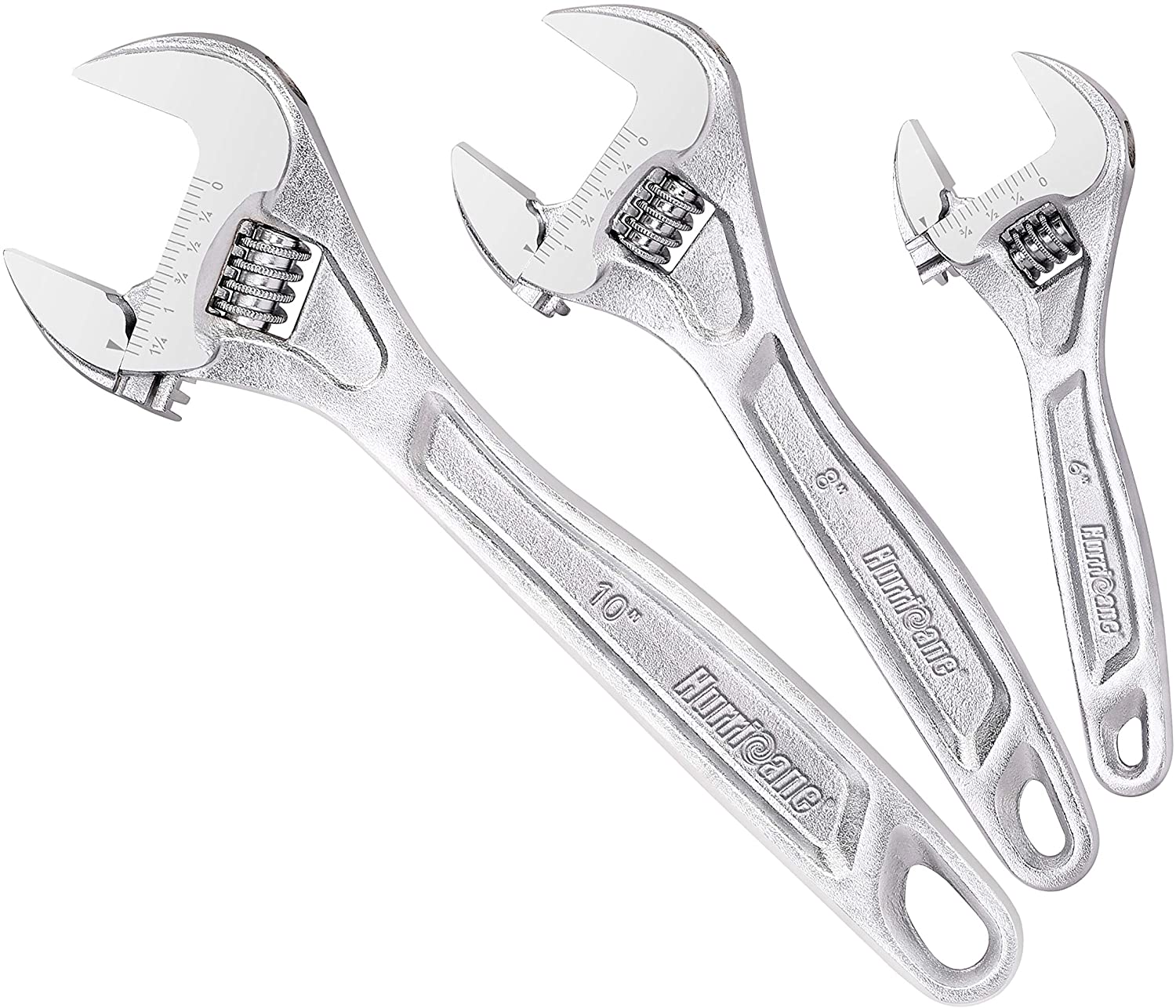 Piece Heavy Duty Adjustable Wrench Set Drop Heat Treated Chrome Vanadium Steel 6", 8