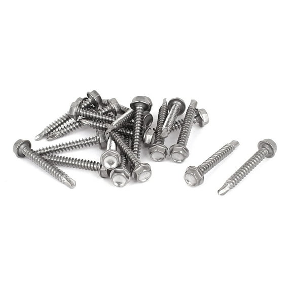 Uxcell M4x32mm Stainless Steel Hex Head Self Drilling Tapping Screws (20-pack)