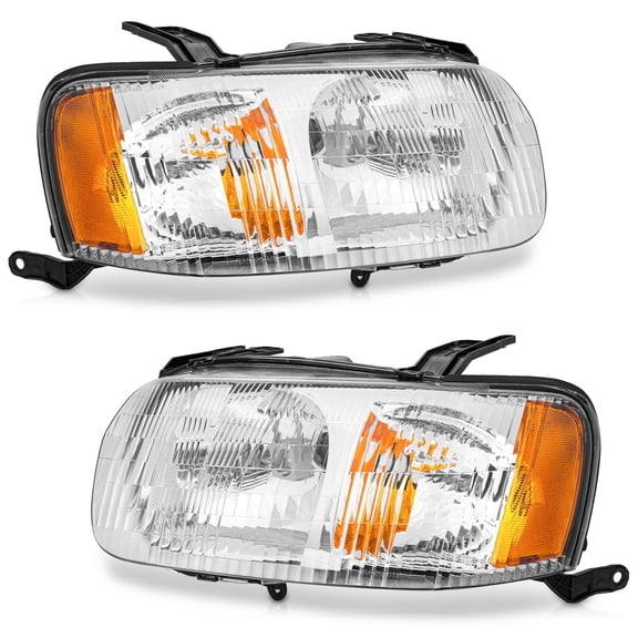 WEELMOTO Headlights for 2001 2002 2003 2004 Ford Escape, Headlights Assembly Compatible with 01 02 03 04 Escape Headlamp Replacement Bumper Signal Corner Light Chrome Housing Amber Reflector