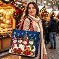 thumbnail image 2 of Quilted Christmas Tote Bag, Eco Friendly Handbag, Large Festive Christmas Snowman Print,Reusable Shopping Bag,Holiday Gift Bag Party Favors Daily Everyday Use, 2 of 3