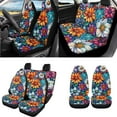 thumbnail image 2 of Uorisanigo Bohemian Flowers Car Seat Cover Sets Full Set Car Steering Wheel Covers+Armrest Protector+Head Rest Covers+Cup Coaster+Handbrake Cover+Seat Belt Strap Pad+Keychain,18 Pack, 2 of 7