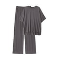 thumbnail image 2 of MINTREUS Lounge Sets for Women Knit Short Sleeve Tops and Long Pants Soft Comfy Pajamas Set Oversized 2 Piece Outfits S-4X, 2 of 8