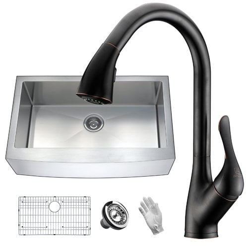 Anzzi Elysian 36 X 21 Farmhouse Kitchen Sink With Faucet Walmart Com Walmart Com