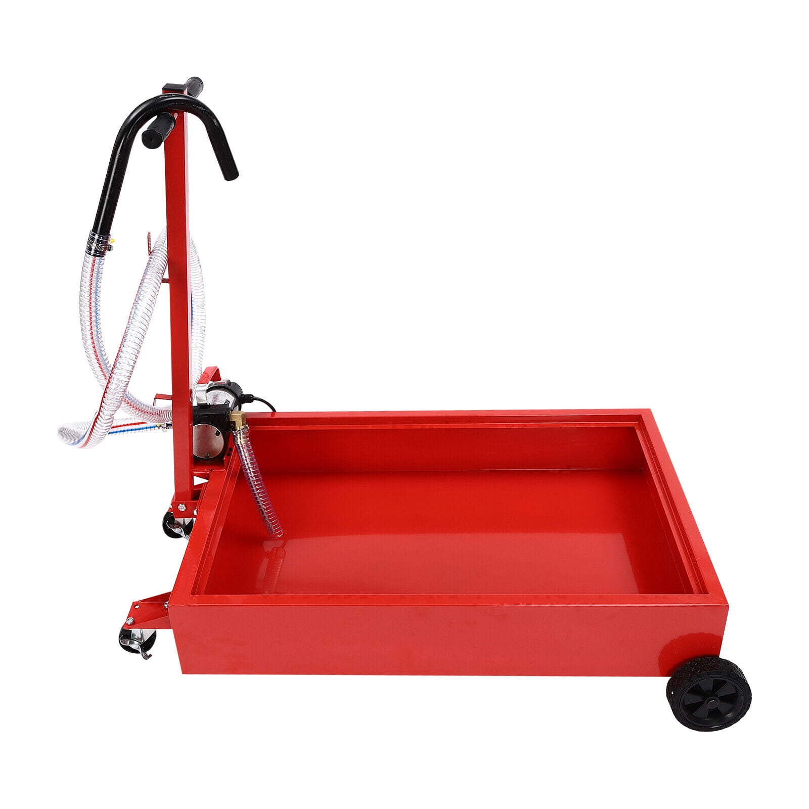 20Gal Low Profile Oil Drain Pan 20 Gallon Oil Drain Pan with 120W Electric Pump 8ft (Red, Black)