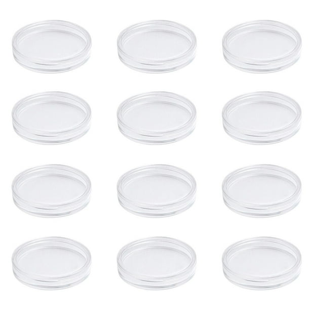 Caja protectora de acrílico para colección de monedas, 12 unidades, transparente, redonda