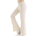 thumbnail image 2 of Miluxas Girls Flare Leggings - Seamless Yoga Pants with Cross High Waist, Bootcut Bell Bottoms for Girls White 12-13Years, 2 of 9