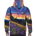thumbnail image 7 of Rateoe Galactic Night Over Meadow Pattern Mens Hoodie, Pullover Hooded Sweatshirt, Kangaroo Pocket Hoodie Ideal for Daily Wear, Travel and Home-Large, 7 of 7