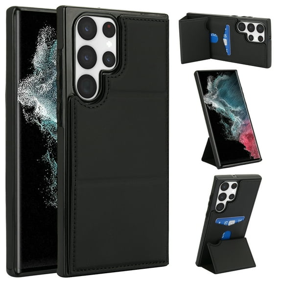 Allytechgroup Wallet Case for Samsung Galaxy S22 Ultra with Credit Card Slot, PU Leatehr Phone Case with Stand RFID Blocking Shockproof Back Cover for Samsung Galaxy S22 Ultra for Women Men, Black