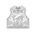 thumbnail image 3 of iEFiEL Girls Metallic Turtleneck Crop Tank Top for Ballet Dance Performance Workout Silver 14, 3 of 6