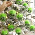 thumbnail image 2 of 12-Pack Grinch Baubles Christmas Tree Hanging Baubles Balls Ornaments - Green Elf with Fuzzy Hair Decorations, 2 of 5