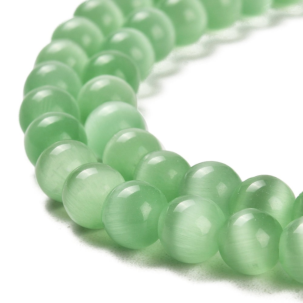 Cat Eye Beads Round Light Green 8mm Hole: 1mm 14~14.5 inch/strand 48~50pcs/strand