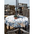 thumbnail image 2 of Outdoor Tablecloth with Umbrella Hole for Patio/Picnic/Party/Camping, Blue Crab Coastal Waterproof Table Cloth Round Cover Washable, Beach Starfish Nautical Coral Shell (Dia 60"), 2 of 8