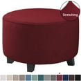 thumbnail image 1 of Housse de Pouf Ronde en Jacquard Spandex Rouge - Taille Moyenne, 1 of 5