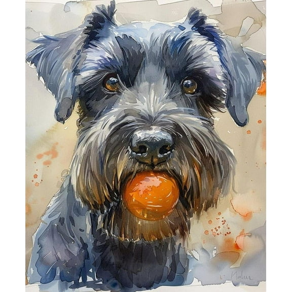 Paint by Numbers Kit for Adults -Schnauzer 12 - on Canvas with Brushes Acrylic Pigment DIY Oil Painting for Home Wall Decor (40x50cm/16x20 inch)-