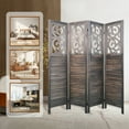 thumbnail image 4 of SWQQWEI Partition Wall Divider Folding Privacy 6FT Carved Wood for Office Restaurant Rustic Brown, 4 of 8