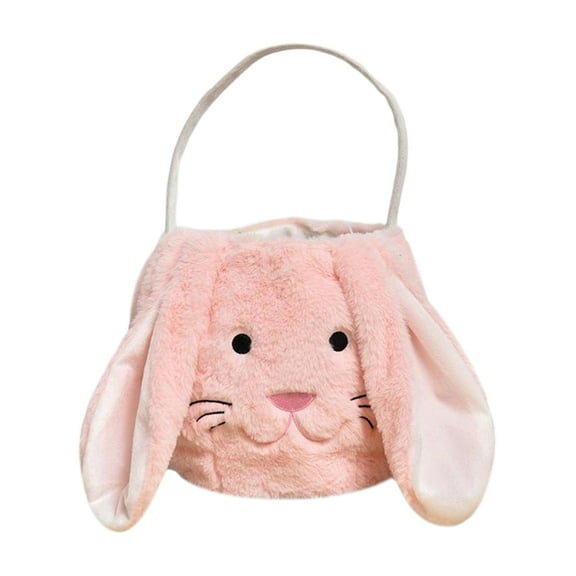 Nmdmisc Plush Easter Bunny Basket Easter Buckets with Long Plush Ear Personalized Egg Hunting Easter Bags,Bunny Easter Tote Bags for Easter Decorations Candy…