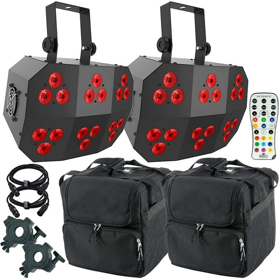 2 Chauvet DJ Wash FX 2 Multi-Purpose Effect Lights with Infrared Remote Control  Carry Bags Package
