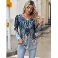 thumbnail image 2 of Zeagoo Blouses for Women V Neck Button Casual Dressy Shirts Long Sleeve T-Shirts Pleated Floral Tunic Tops Boho Tunic Tops, 2 of 6