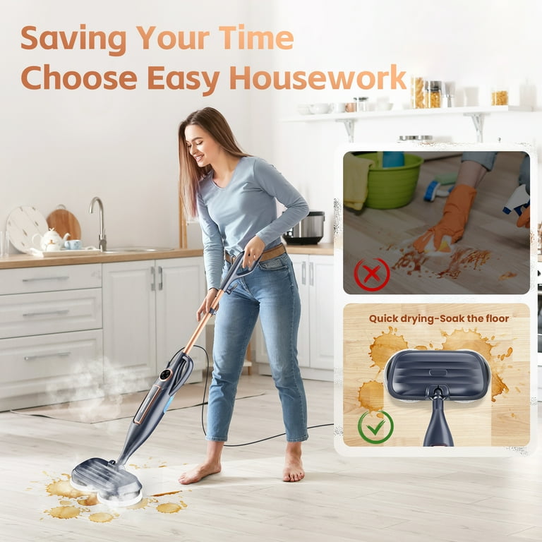 INSE Steam Mop, 10 in 1 Rotating Pads Steam Cleaner for Kitchen