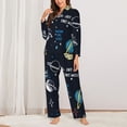 thumbnail image 3 of Wukai Space Print Women's Pajama Set - Soft Long Sleeve Sleepwear for Comfort and Style-Large, 3 of 9