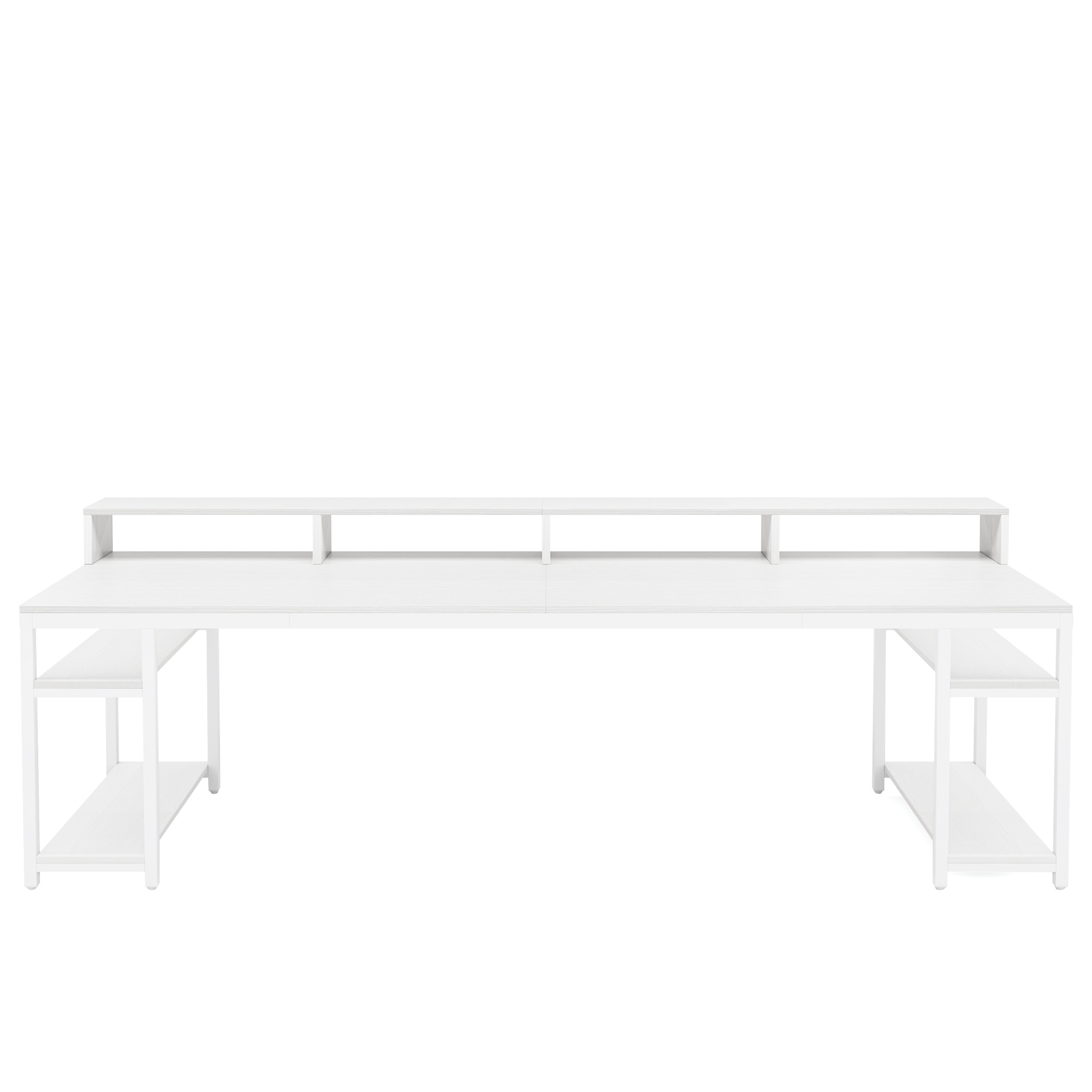Fnova 78.74" Long Computer Desk with Monitor Stand and Storage Shelves, Industrial Home Office Writing Desk for 2, White