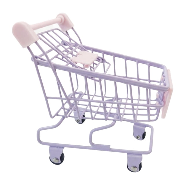Carrito de compras de juguete, carrito de supermercado pequeño para niños de 3 años en adelante, juguetes de almacenamiento. Púrpura