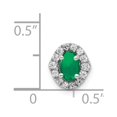 thumbnail image 2 of Real 14kt White Gold Halo Diamond and Cabochon .73 Emerald Chain Slide; for Adults and Teens; for Women and Men, 2 of 2