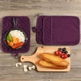 thumbnail image 4 of HOMEIORA Pot Holders and Oven Mitts 7" x 9" Heat Resistant Cotton Pocket Pot Holder Set Feature of Non Slip Kitchen Hot Pad Oven Mitts, 4 - Pack (Purple), 4 of 6