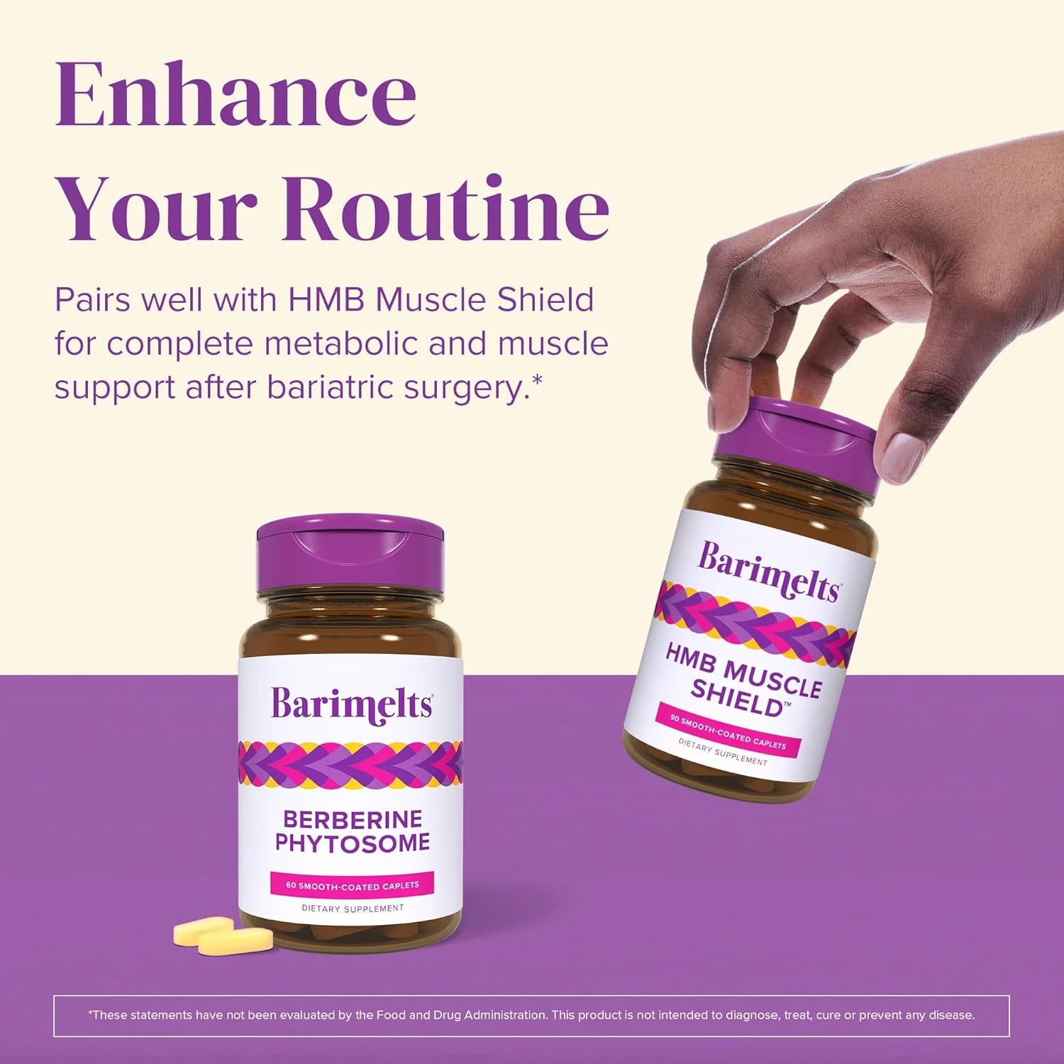 (3 pack) Barimelts Berberine Phytosome 550mg - 60 Easy-Swallow Caplets (1-Month Supply) - Metabolism Support for Women After Bariatric Surgery​