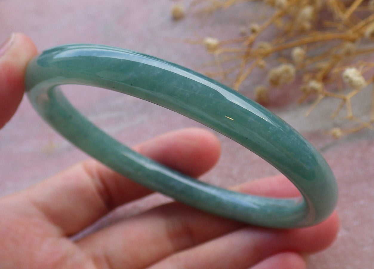 Icy Green Natural A JADE Jadeite Bangle Bracelet 61 mm 685811 TN