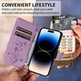 thumbnail image 6 of iPhone 13 Case Wallet with Cards Holder,Allytech Stylish Butterfly Embossed Shockproof Protective Flip Stand Cover for Girls Women Hand Wrist Wallet Case for Apple iPhone 13 - Purple, 6 of 11