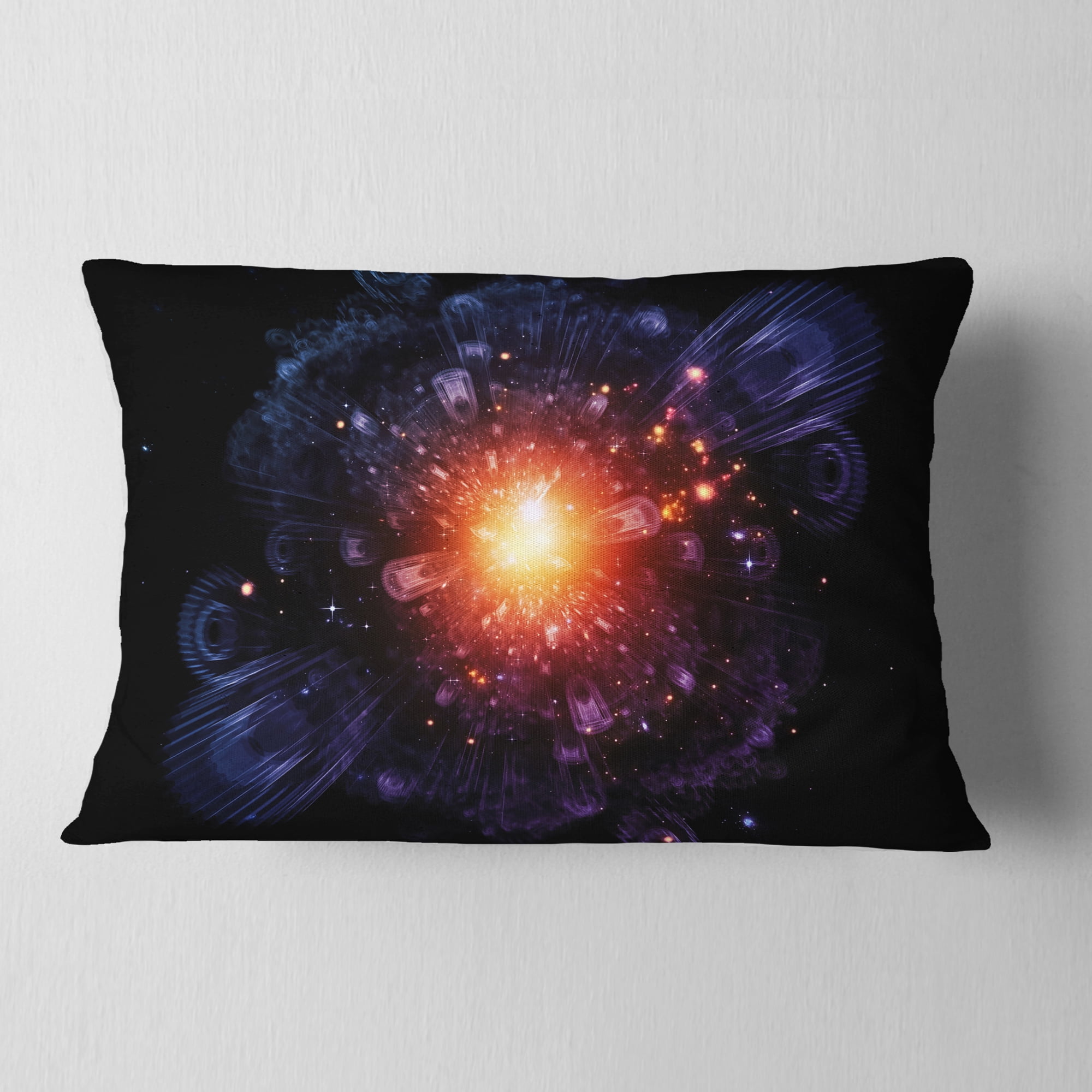 Designart Abstract Fractal Gears and Lights - Flowers Throw Pillowwork - 12x20