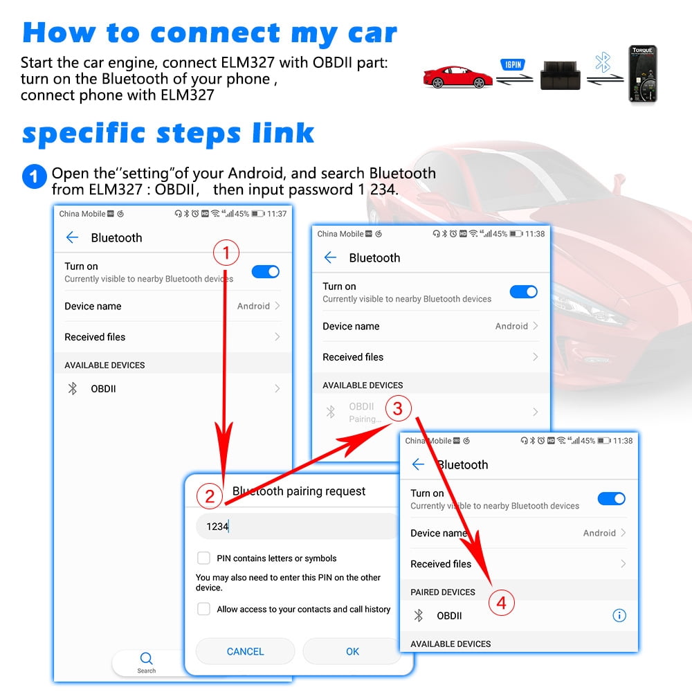 FZFLZDH Viecar Bluetooth 4.0 OBD2 Diagnostic Scanner for Android/iOS BLE OBDII Code Reader Car Scan Tool