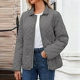 thumbnail image 2 of Quilted Lightweight Jackets Women Zip up Fall Jackets Travel Casual Lapel Collar Long Sleeve Winter Coats with Pockets, 2 of 7