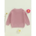 thumbnail image 5 of Nygoyerh Baby Girls Knitwear Letter Floral Embroidery Pullover Long Sleeves Crew Neck Sweatshirt Infant Clothing for Fall 3M 6M 9M 12M 18M, 5 of 7
