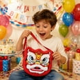 thumbnail image 1 of Bolso cruzado de peluche de Danza del León China para niños con bordado tradicional, correa ajustable, pequeño almacenamiento para festivales y regalos., 1 of 9