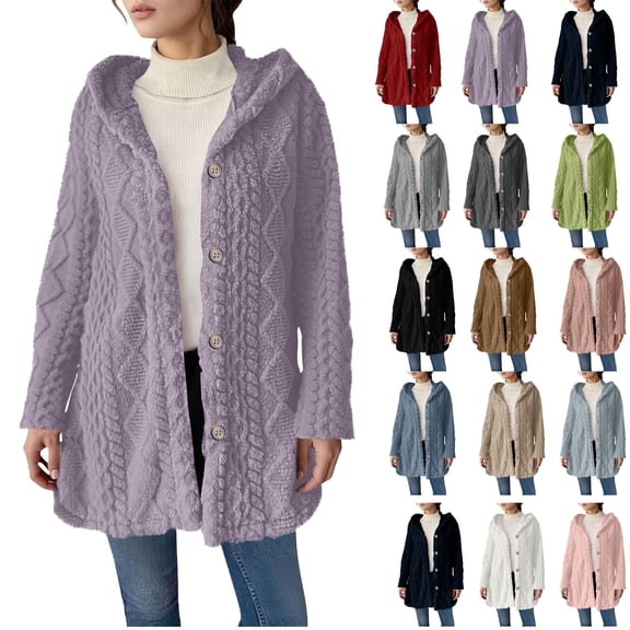 Women's Jacket Winter Coat Womens Womens Hoodie Women Long Sleeve Hooded Blouse Winter Loose Solid Warm Long Sleeve Blouse Coat Blue XXL