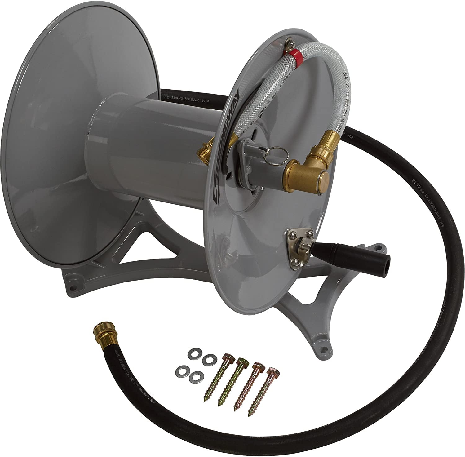 Strongway Parallel or Perpendicular Wall-Mount Garden Hose Reel - Holds  150ft. x 5/8in. Hose 