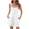 thumbnail image 2 of Puntoco Pants for women Casual Rompers for Women Summer 2025 Sleeveless Adjustable Strap Shorts Jumpsuits Stretchy Romper with Pockets White XL(XL), 2 of 8