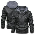 thumbnail image 2 of Fankiway Leather Jacket Men'S Slim Hooded Jacket Plush Thickened Leather Jacket, 2 of 6