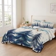 thumbnail image 2 of Quilts King Size Bedding Set, Blue Christmas Tree Lightweight Quilted Comforter, Xmas Trees Snowflake Rustic Soft Reversible Bedspread Coverlet with Pillow Covers for All Season, 96" x 106", 2 of 9