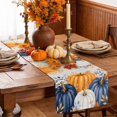 thumbnail image 5 of Navy Blue Pumpkins Fall Cotton Linen Rectangle Table Runners 13"x60", Thanksgiving Eucalyptus Farmhouse Coffee Table Runner Dresser Scarves Luxury Table Runners for Wedding Party Banquet Dinner Decor, 5 of 8
