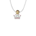 thumbnail image 2 of Delight Jewelry Silvertone Crown with Light Pink Crystals Mia Monkey Charm Necklace, 2 of 4