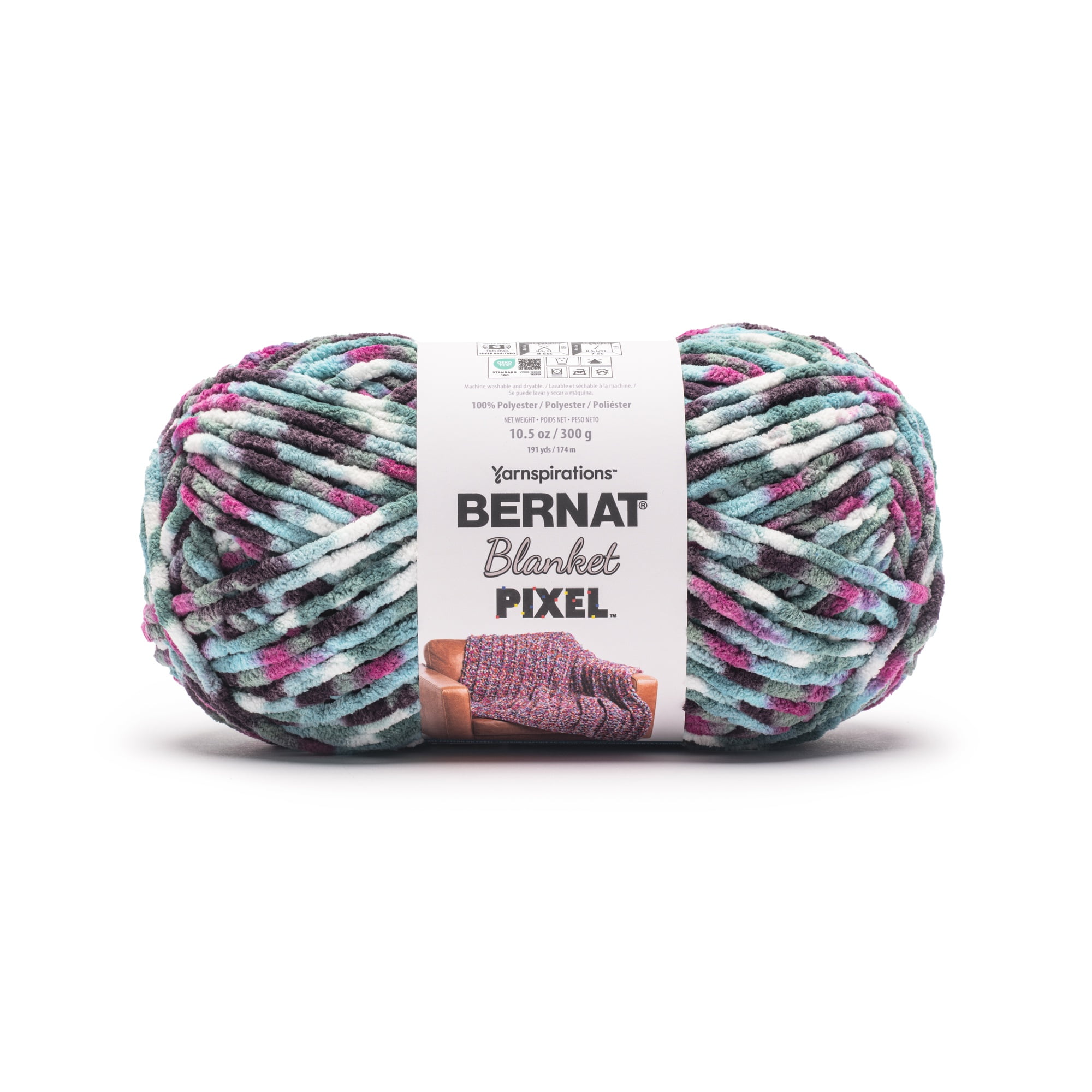 Laine de polyester super épaisse Bernat® Blanket Pixel™ n° 6, 8 Bit Teal, 300 g, 175 m
