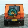 thumbnail image 7 of DouZhe Waterproof Spare Tire Cover, Cartoon Golden Arowana Fish Prints Adjustable Wheel Covers Fit for Jeep Trailer RV SUV Car, 17 inch, 7 of 7